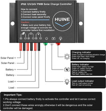 Load image into Gallery viewer, 10A 20A Huine PWM Waterproof Solar Charge Controller 12V 24V Compatible for Solar System